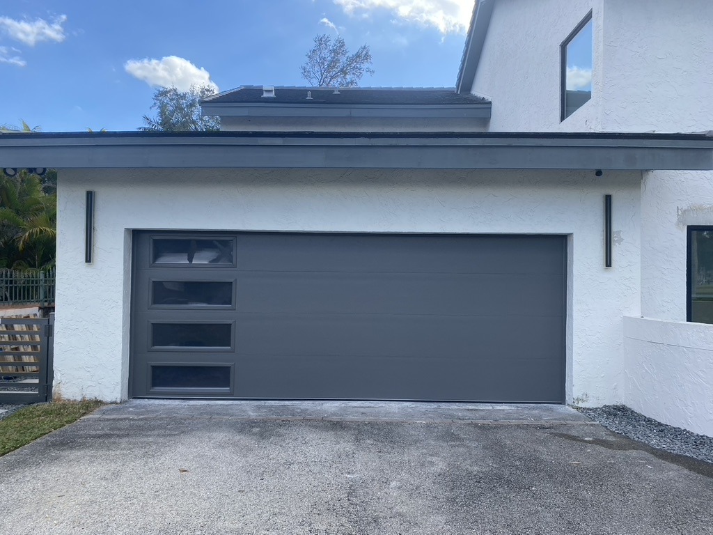 Modern garage Door with Asymmetrical Windows